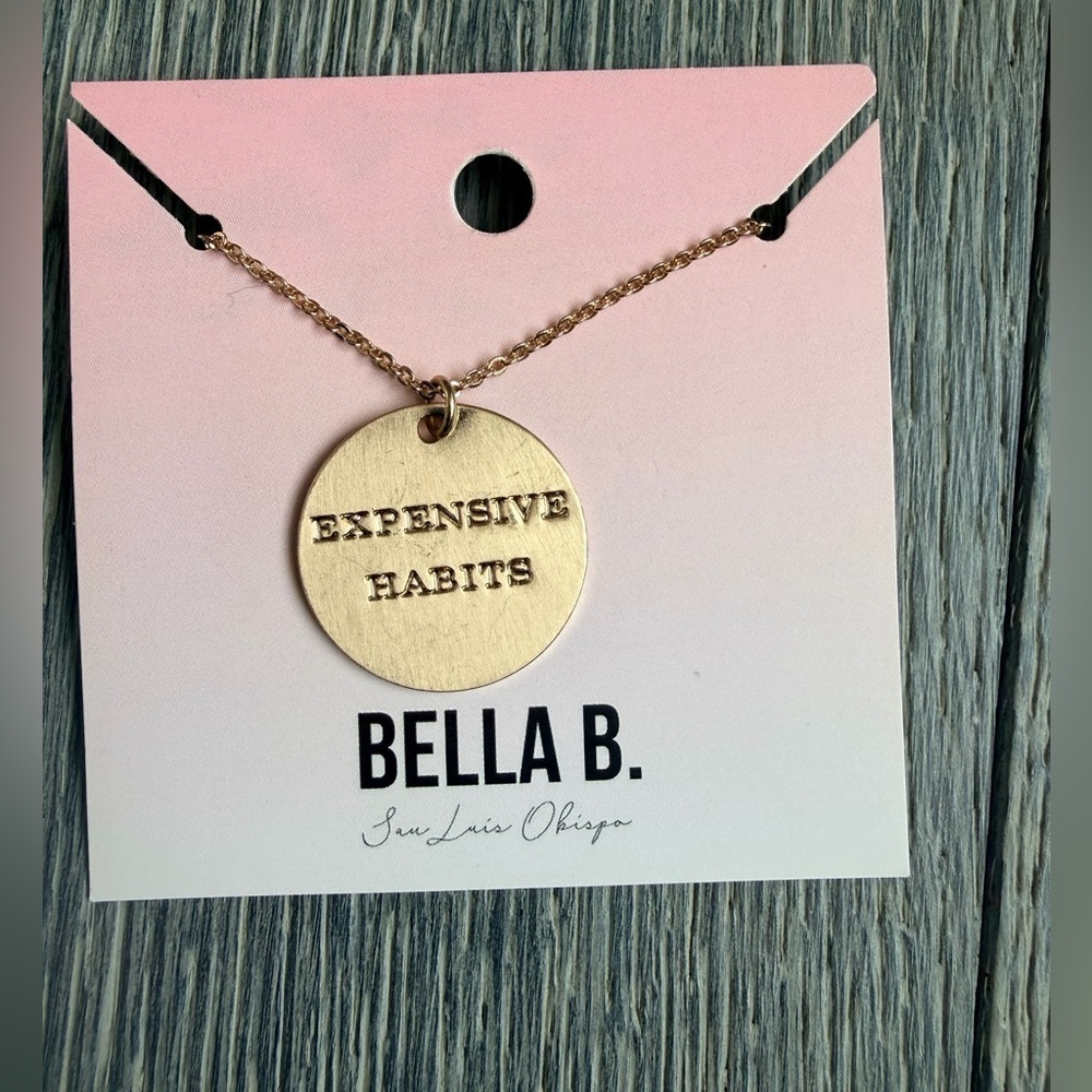 Expensive Habits Circle Charm Necklace in Gold